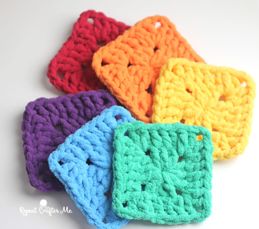 Bright Bulky Blanket Square Pattern
